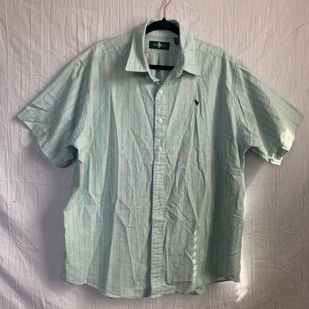 Vintage 80s/90s Hunt Club Pastel Mens Button-Up Shirt size XL